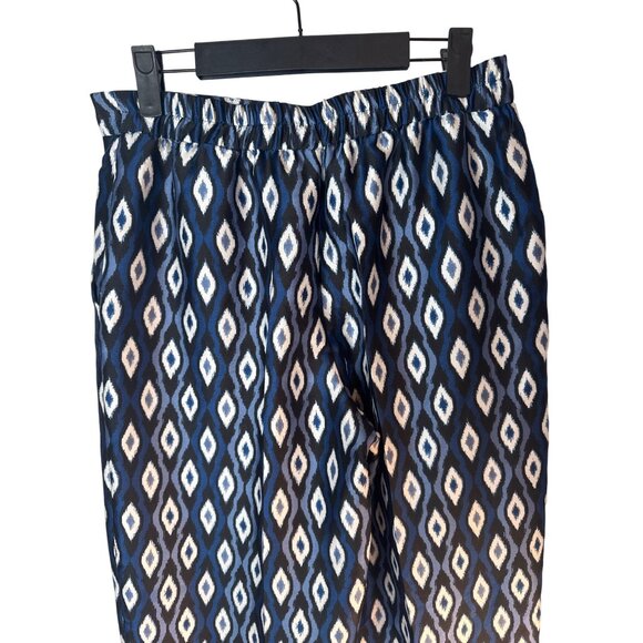 ZARA Small Wide-Leg Pants Ikat Pattern Elastic Waist Polyester - Picture 9 of 14